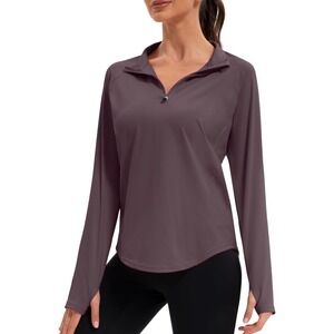 NWT Womens Purple Long Sleeve 1/4 Zip UV Protection Athletic‎ Top 2XL
